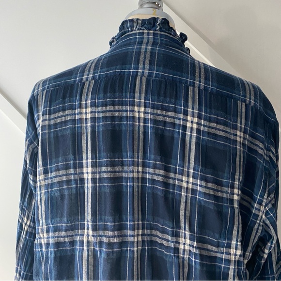 Nili Lotan Vivian Plaid Button Down in Navy White - Large - Picture 10 of 15